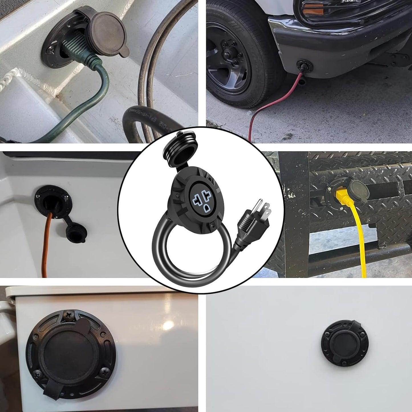 Toma corriente exterior NEMA 5-15R 15A 125V con cable 20pulg