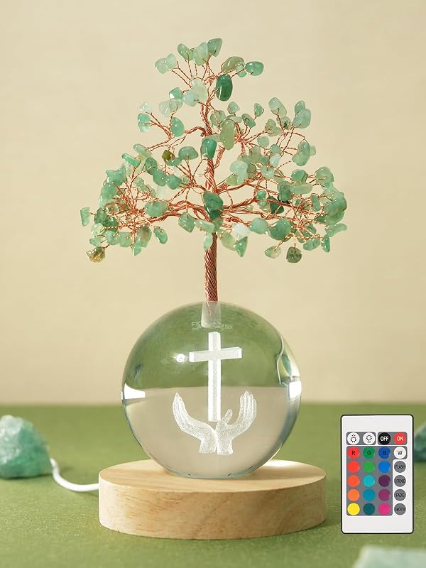 Árbol de la vida cristal aventurina luz multicolor