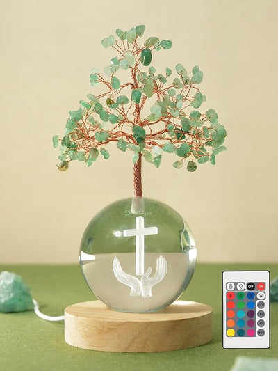 Árbol de la vida cristal aventurina luz multicolor