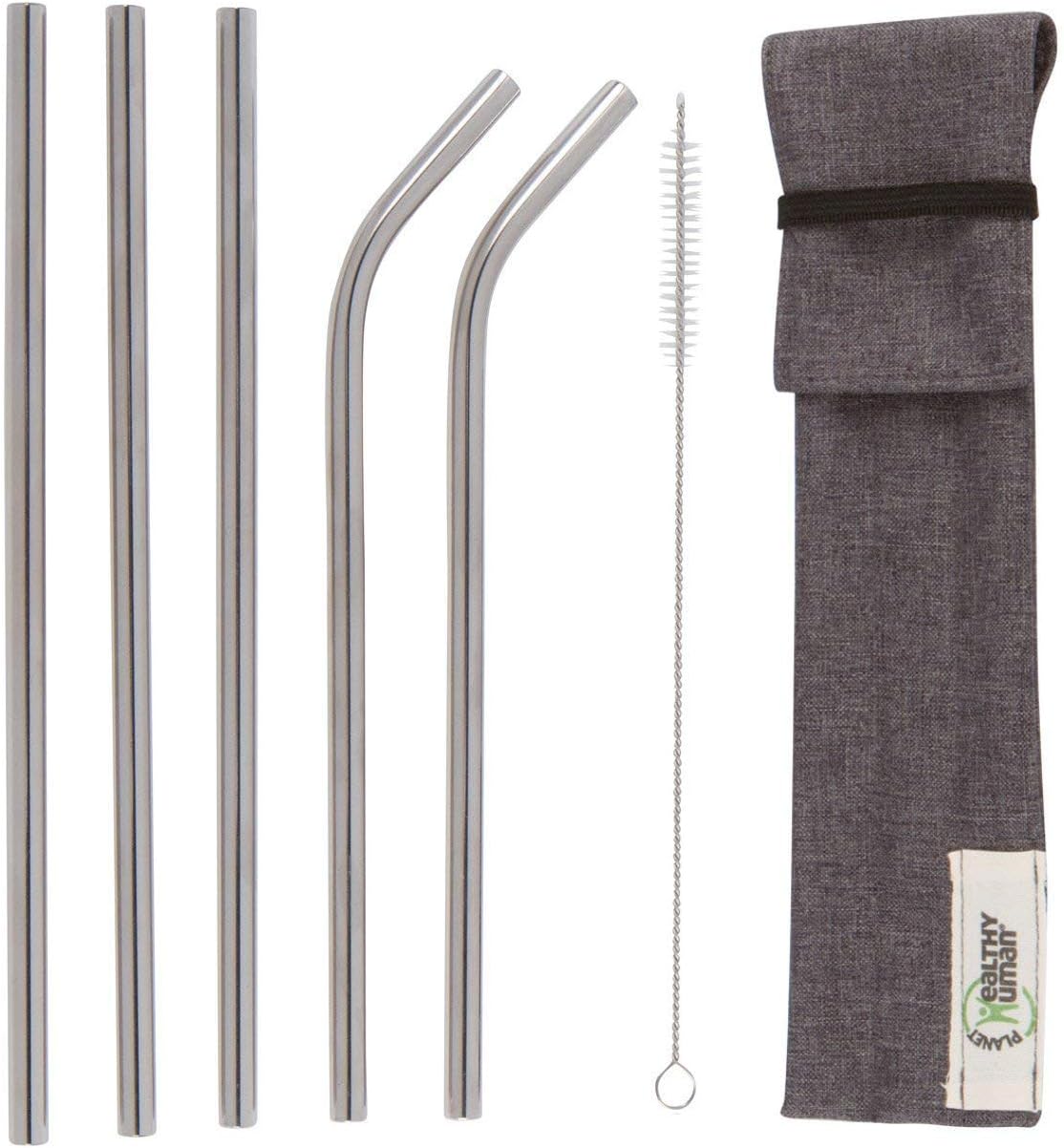 Set 5 Popotes Acero Inox Reutilizables 20oz con Estuche
