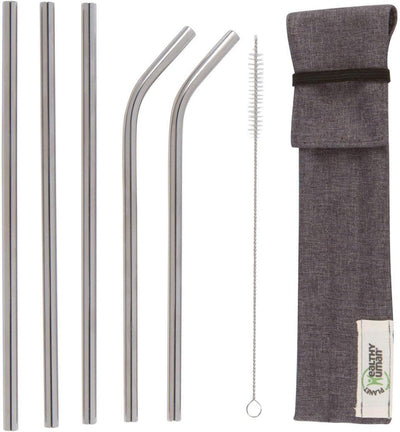 Set 5 Popotes Acero Inox Reutilizables 20oz con Estuche