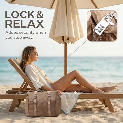 Bolsa playa mujer con cerradura antirrobo 40oz para crucero viajes