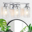 Apliques baño 3 luces cromo modernas vidrio transparente