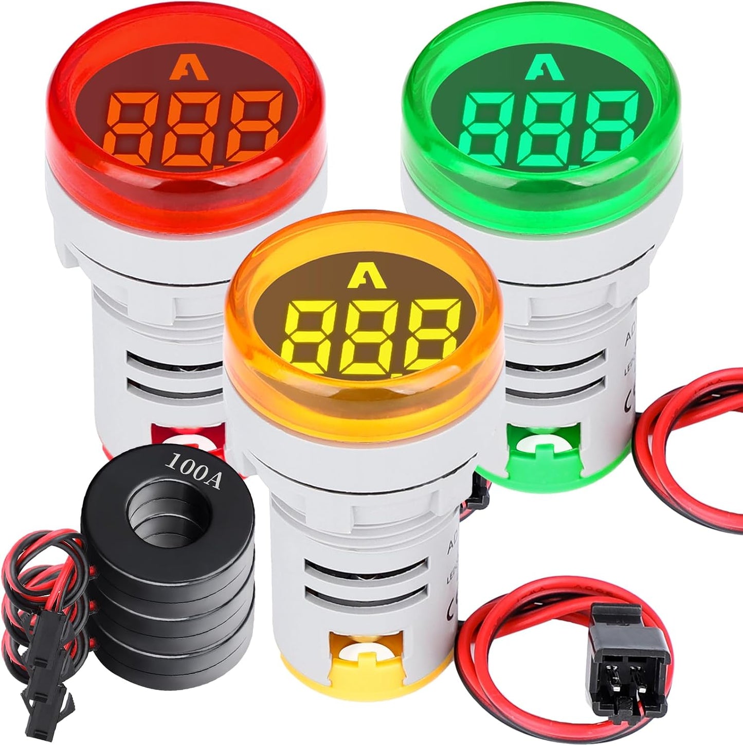 Set 3 medidores corriente AC 100A pantalla LED 110V 220V