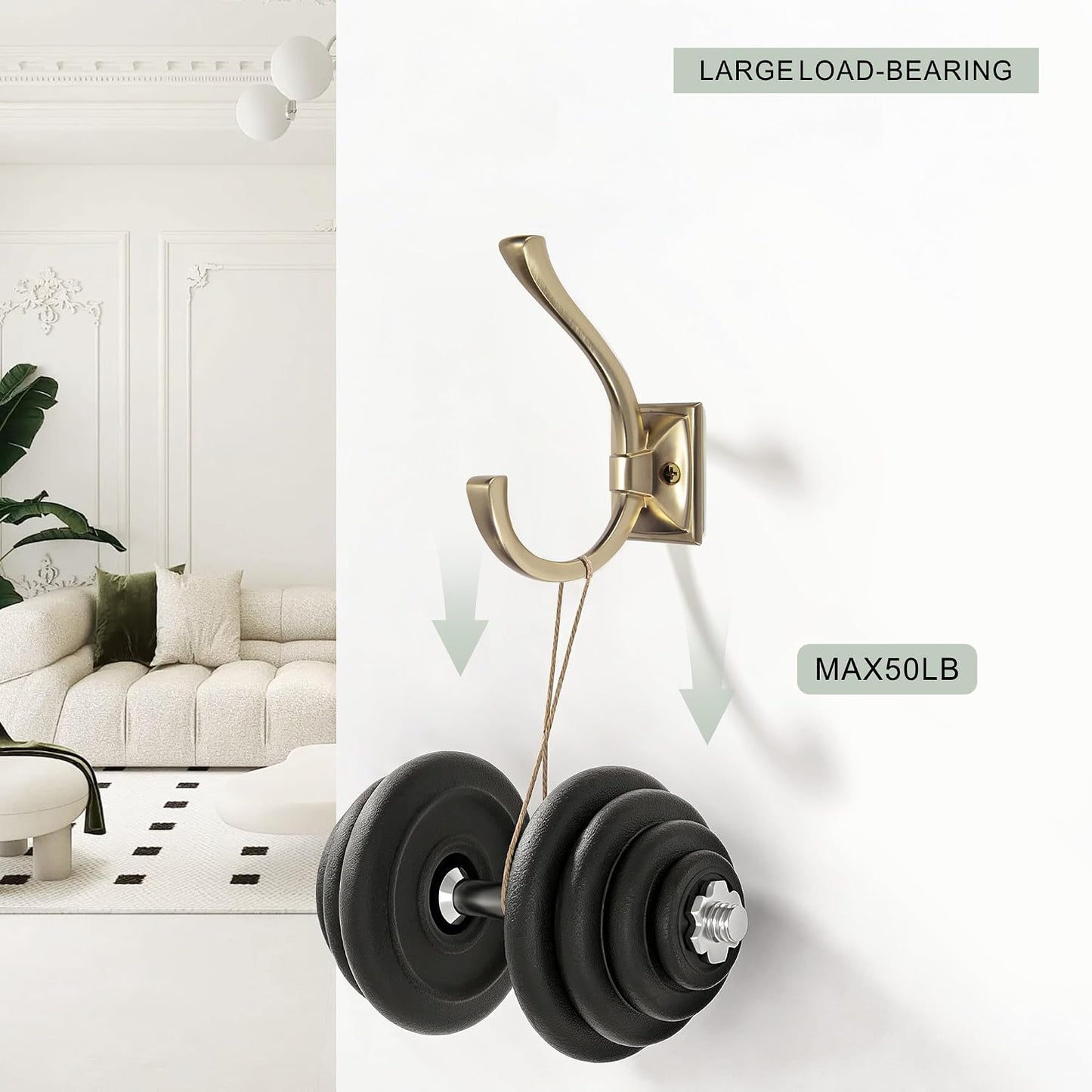 Ganchos bronce champán para abrigos y muebles 5 pzas