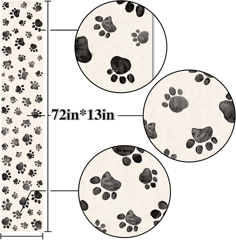 Camino mesa estampado patas perro decoración hogar 13x72pulg