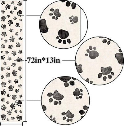 Camino mesa estampado patas perro decoración hogar 13x72pulg