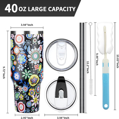Vaso acero inox 40oz térmico con tapas y pajitas
