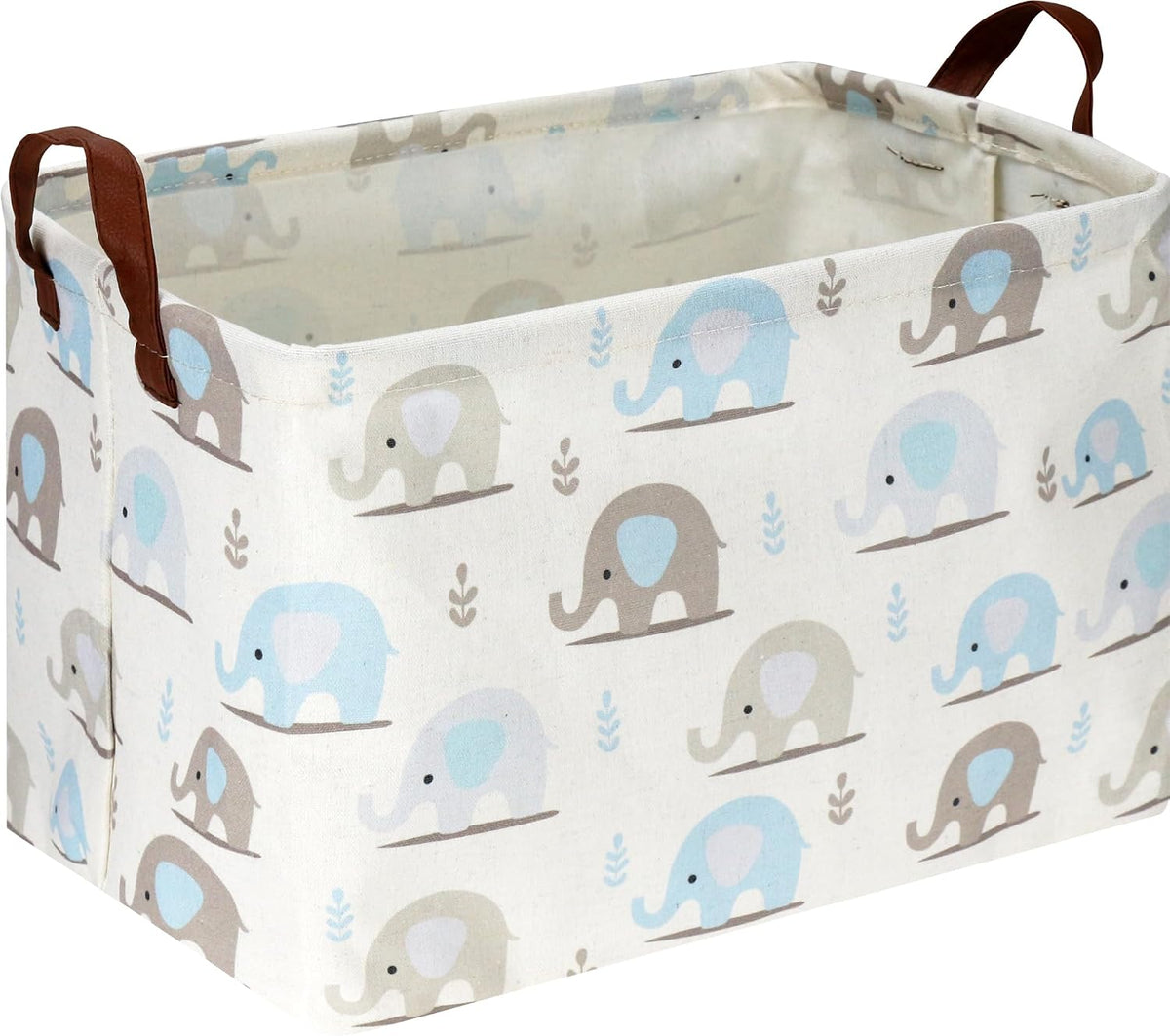 Cesta elefante azul plegable con asas para libros y decoración