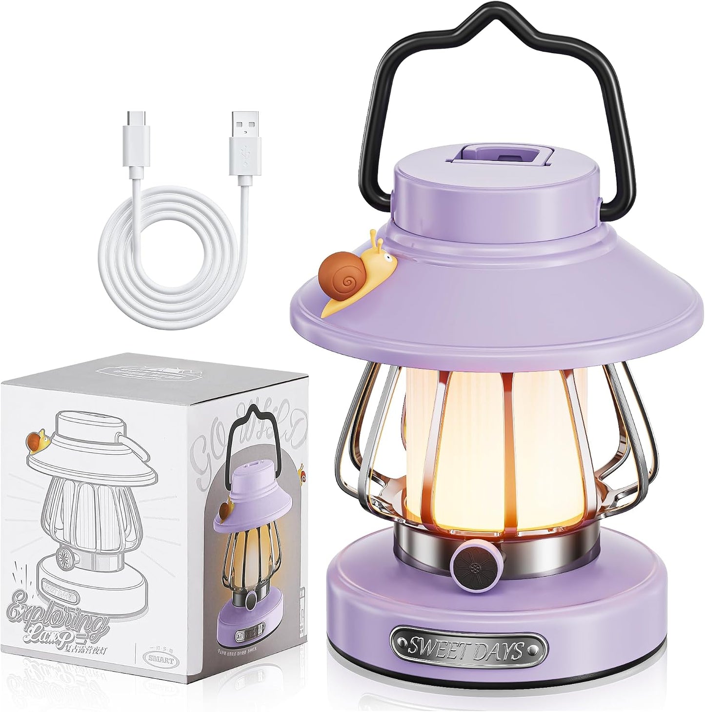Linterna camping niños diseño caracol USB-C LED regulable