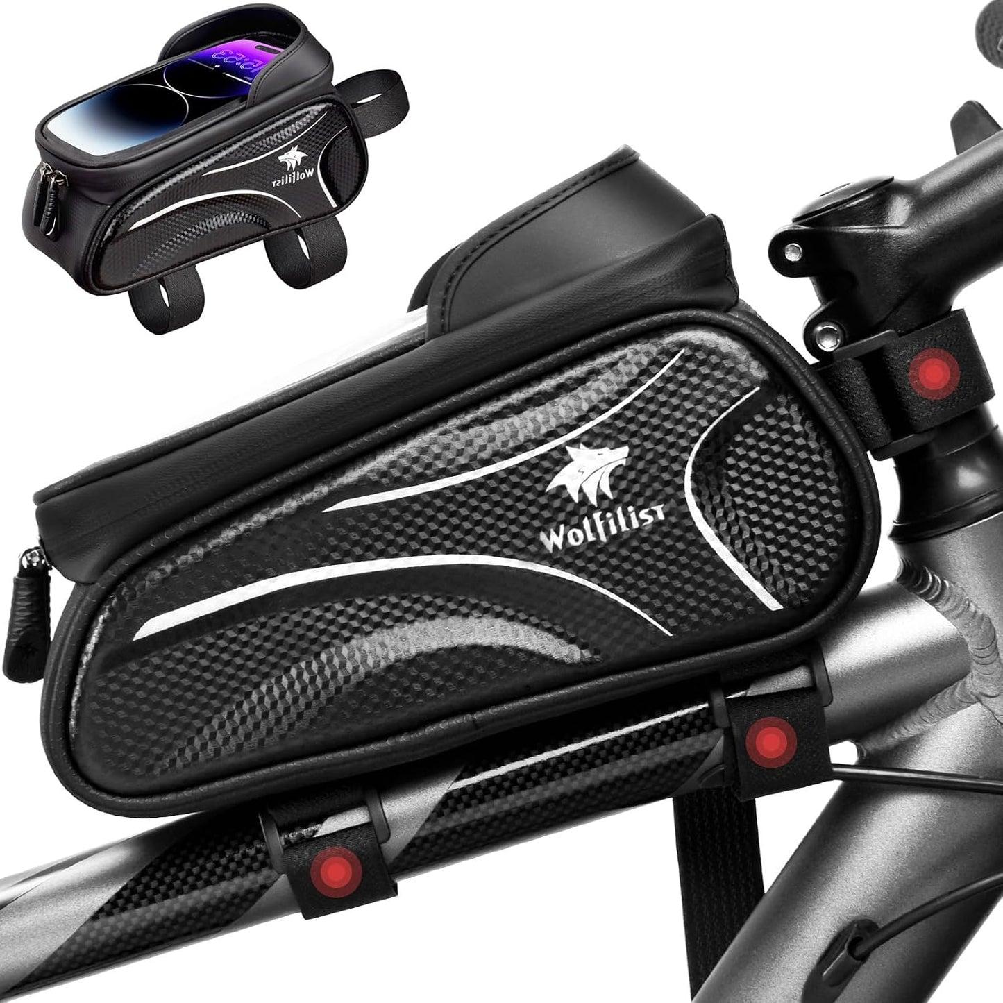 Bolsa bicicleta TPU con visera y soporte teléfono