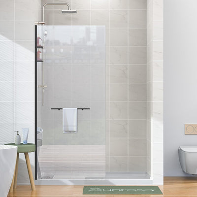 Panel ducha vidrio templado 34x76pulg fijo negro mate