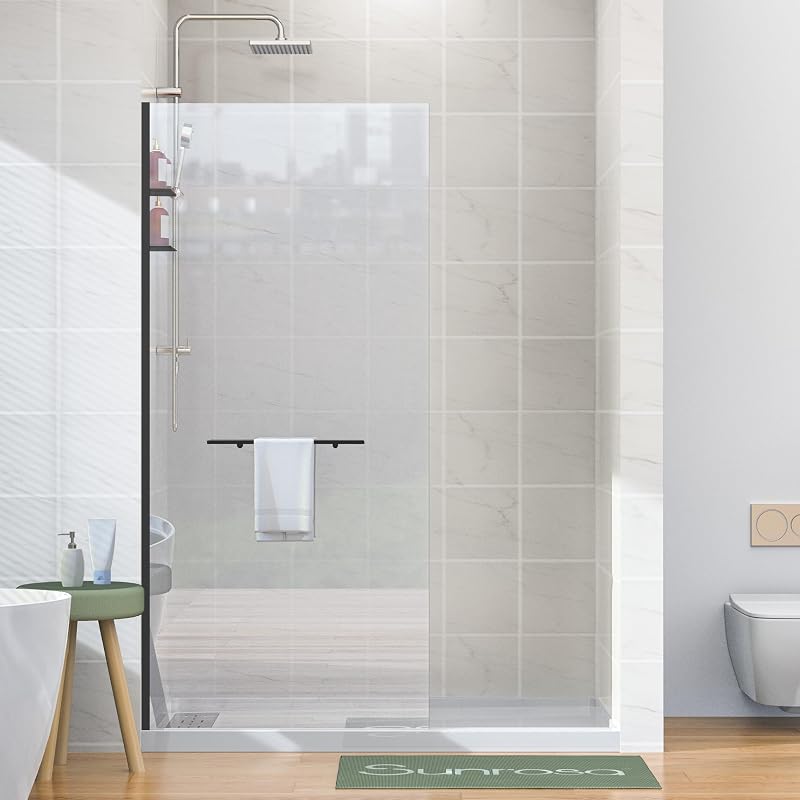 Panel ducha vidrio templado 34x72pulg negro mate fijo