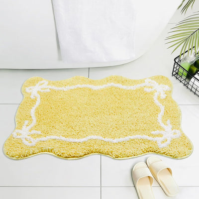 Alfombra baño lazo amarillo antideslizante microfibra 24x16pulg