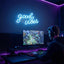 Letrero neón Good Vibes azul hielo LED 16.1x8.3pulg