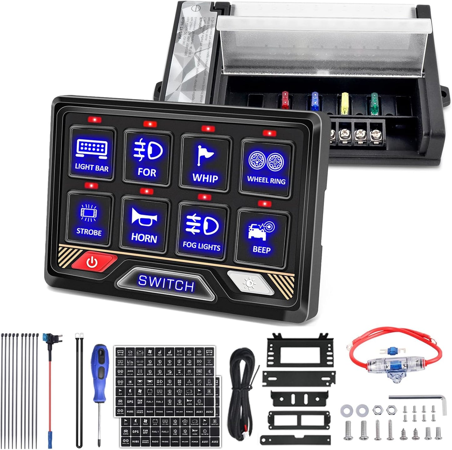 Panel interruptor RGB 8 bandas con relé 5 niveles brillo