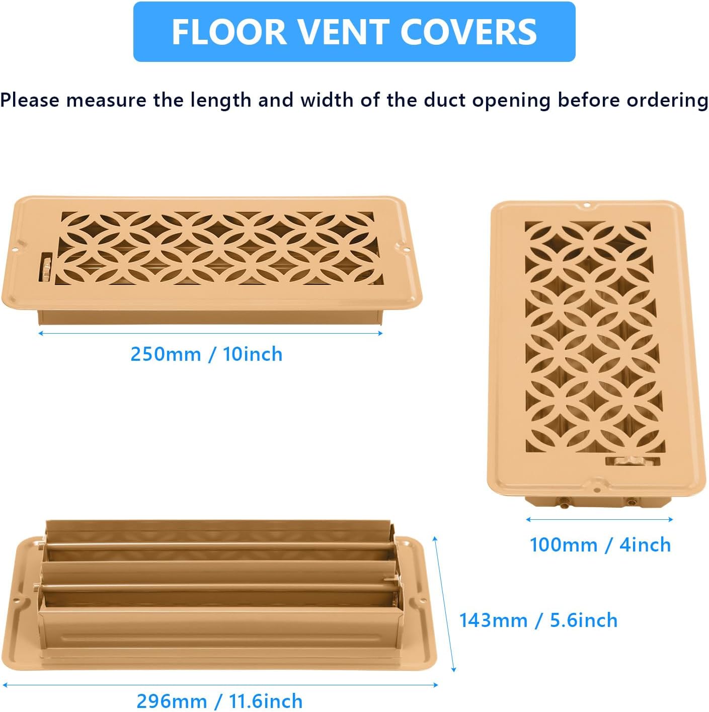2 Cubiertas Ventilación Suelo 4x10pulg Ajustables