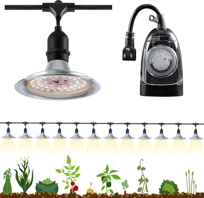 Luz LED cultivo exterior con temporizador 12 luces UL
