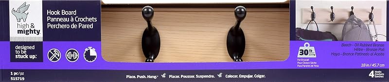 Perchero 4 ganchos 18pulg soporta 30lb bronce