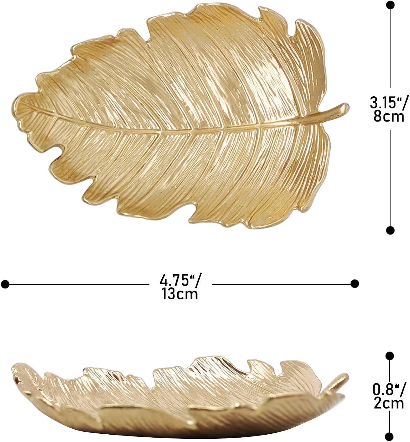 Bandeja organizadora joyas forma hoja dorada