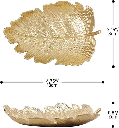 Bandeja organizadora joyas forma hoja dorada