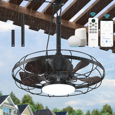 Ventilador techo exterior con luz 21pulg IP65 control Alexa