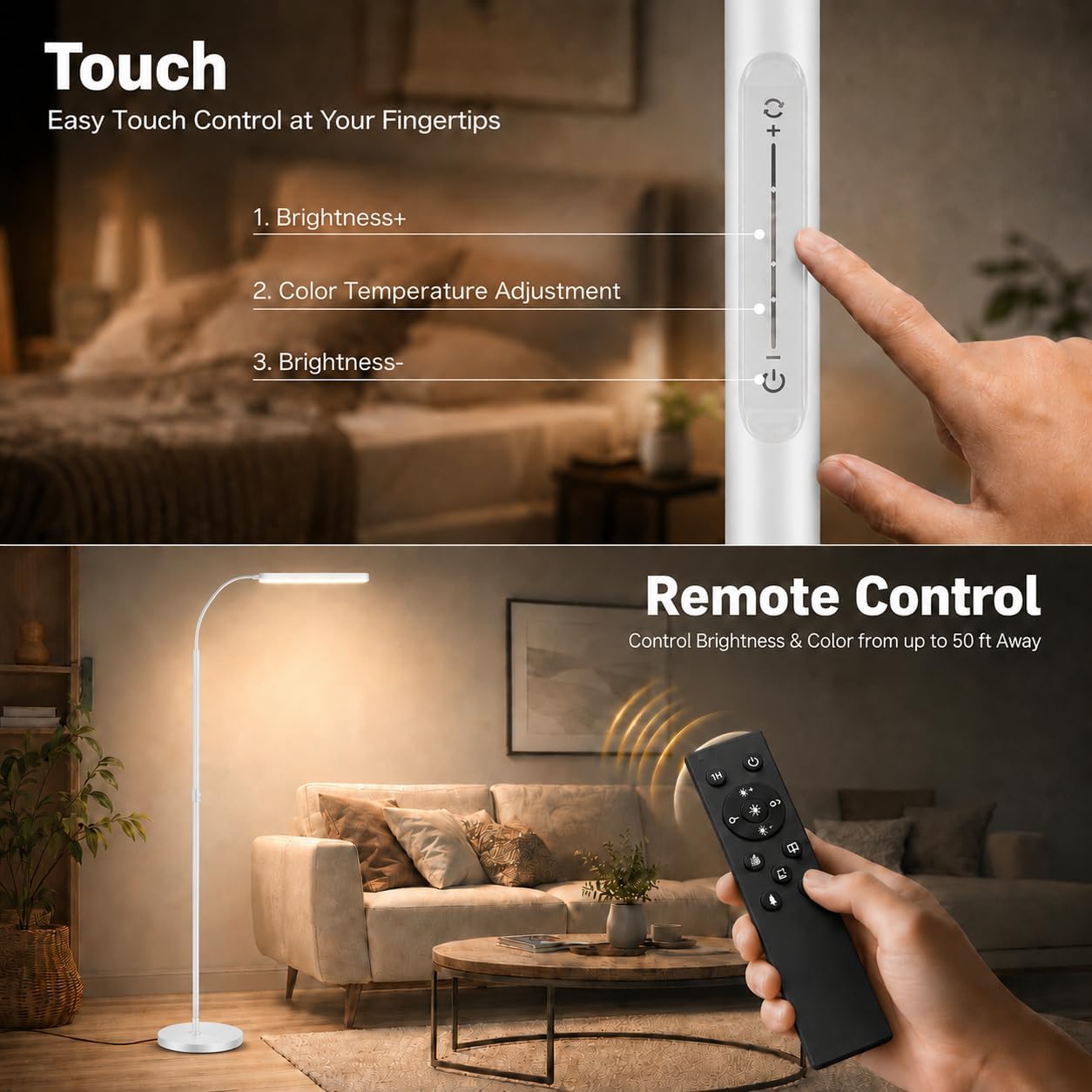 Lámpara LED 15w 1000lm colores ajustables con control remoto