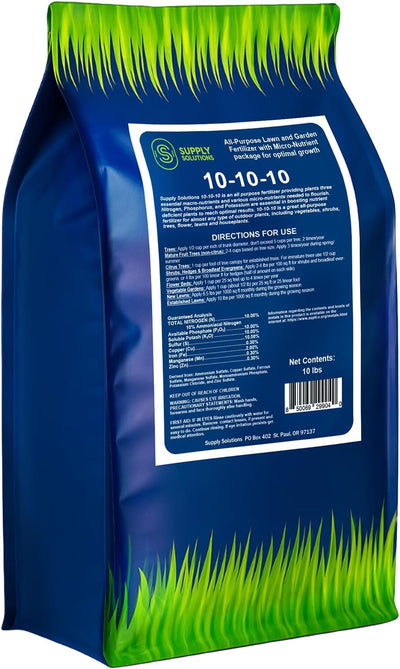 Fertilizante granular NPK 10-10-10 para césped y jardín