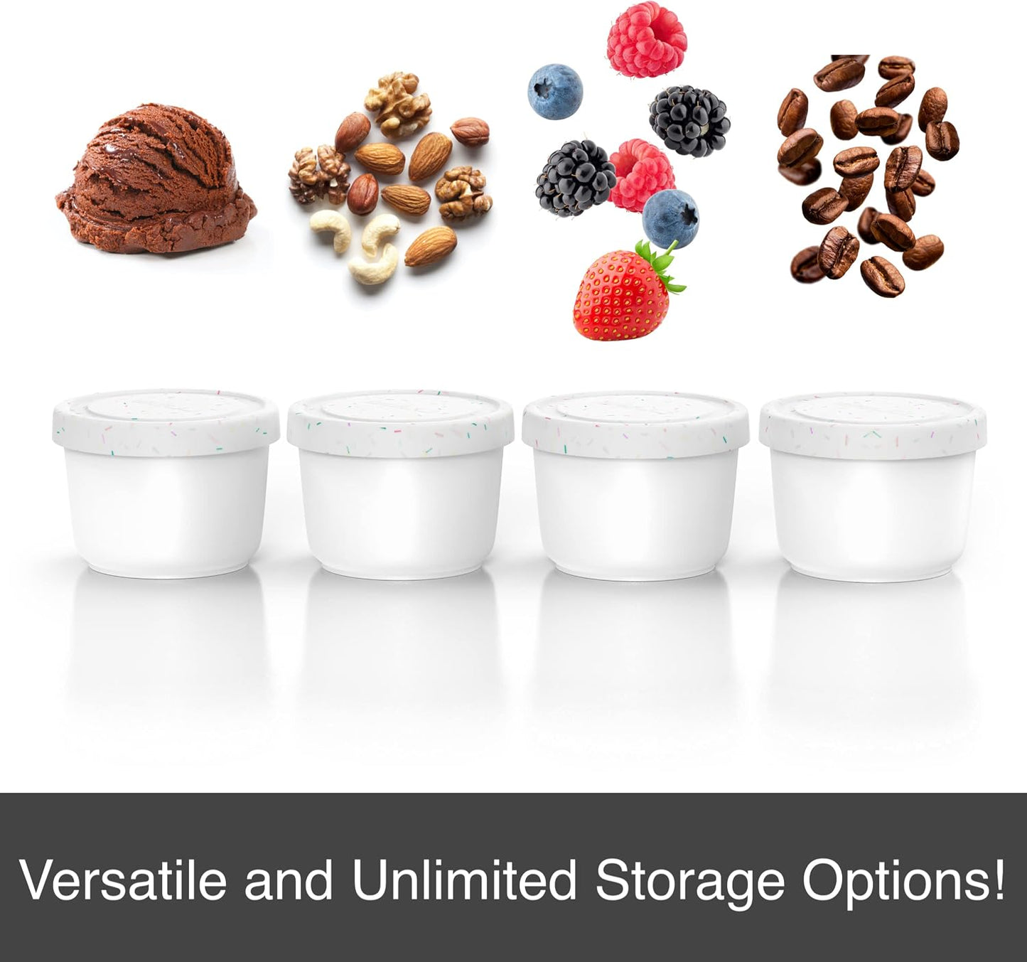 Recipientes helado 8oz con tapas silicona set 4