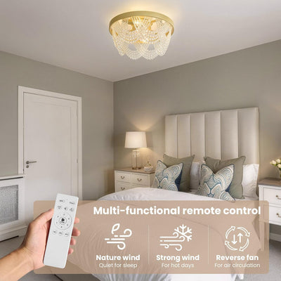 Ventilador techo enjaulado cristal 20pulg con luz control remoto