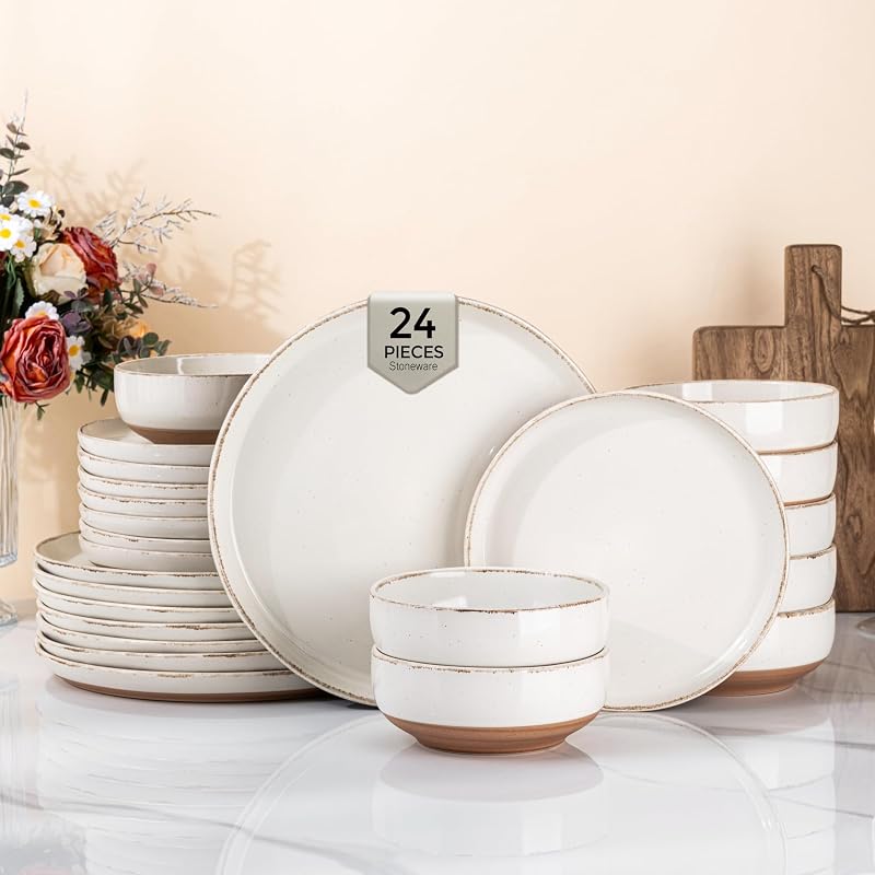 Set 24 Pzas Vajilla Cerámica Terracota Resiste Arañazos