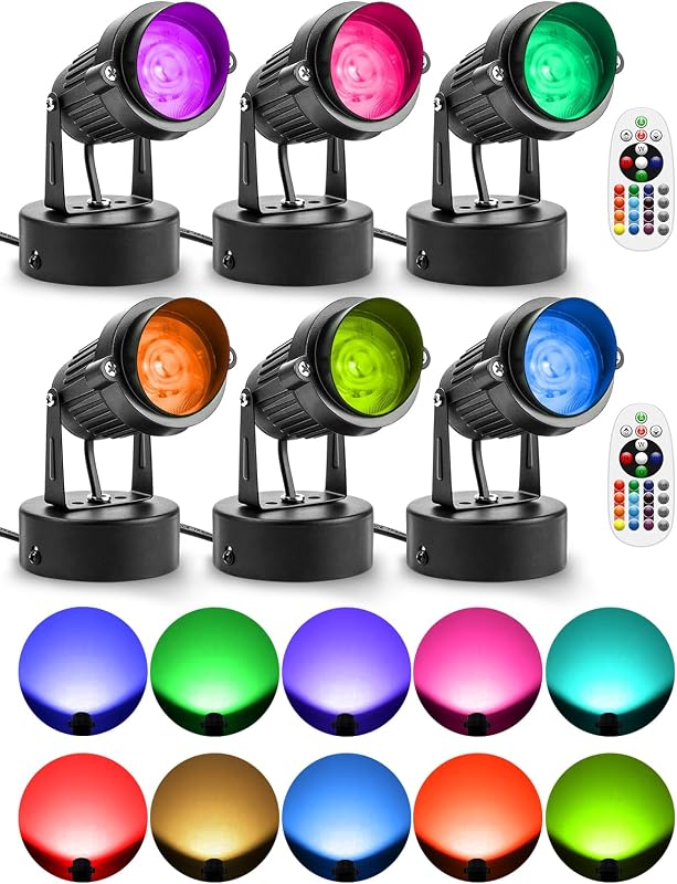Focos RGB interiores con control remoto 120V 10W pack 6