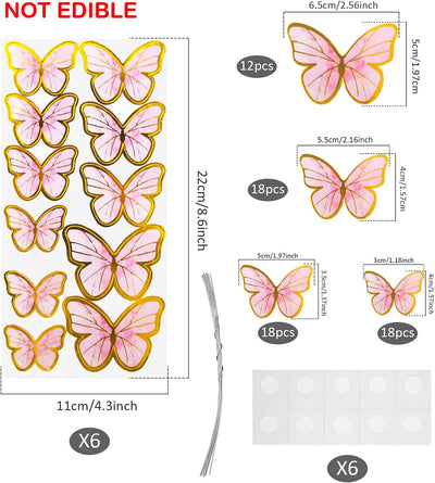 66 Pzas Decoración Mariposa Cupcakes Oro Rosa Fiestas
