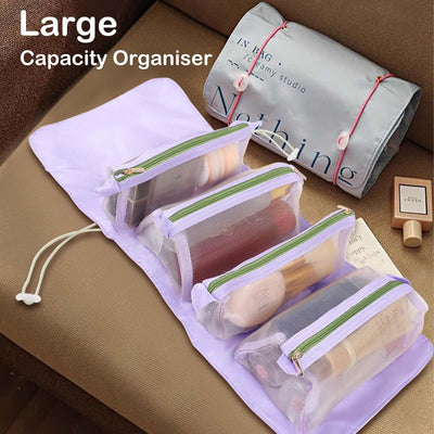 Neceser viaje organizador cosmético plegable azul moderno