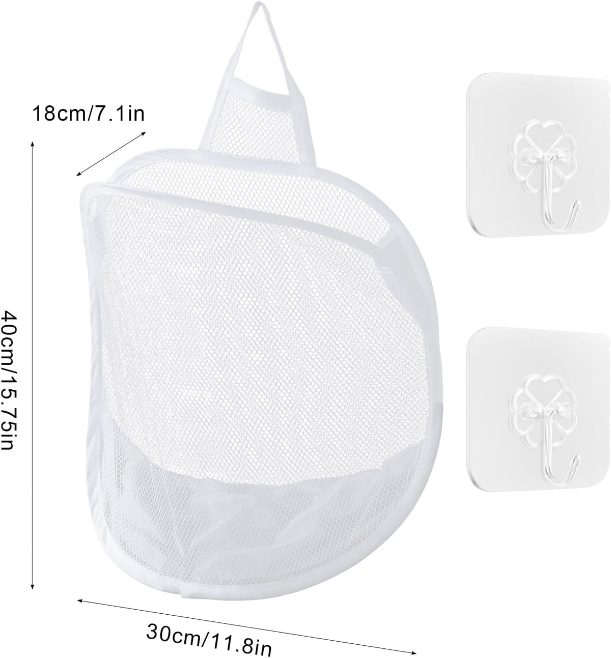 Bolsa lavandería colgante malla plegable poliéster blanco gris