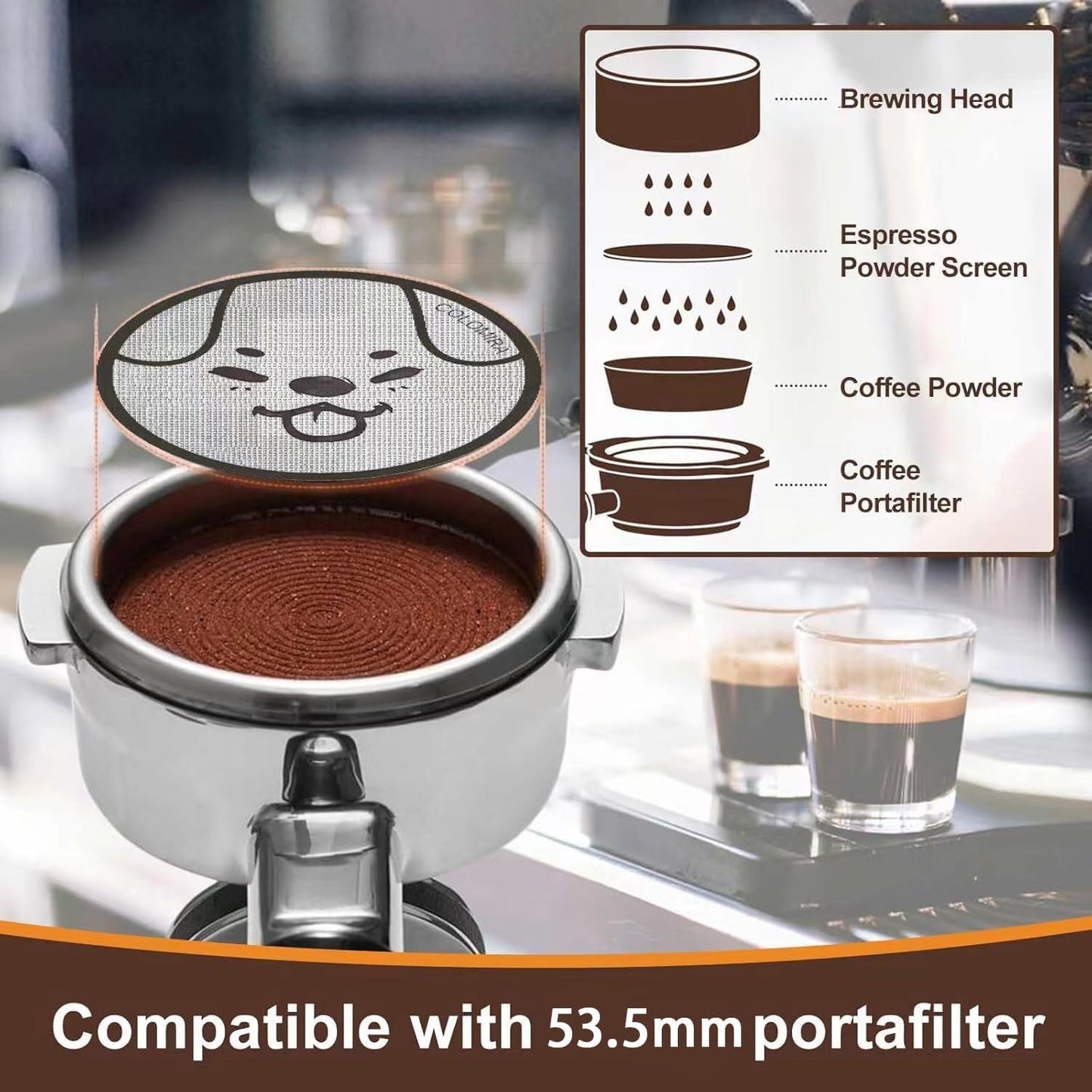 Rejilla espresso 53,5mm 3 pzas filtro metal reutilizable