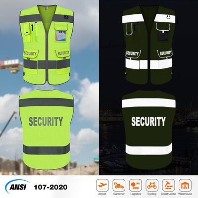 Chaleco seguridad malla 9 bolsillos ANSI/ISEA G100S amarillo