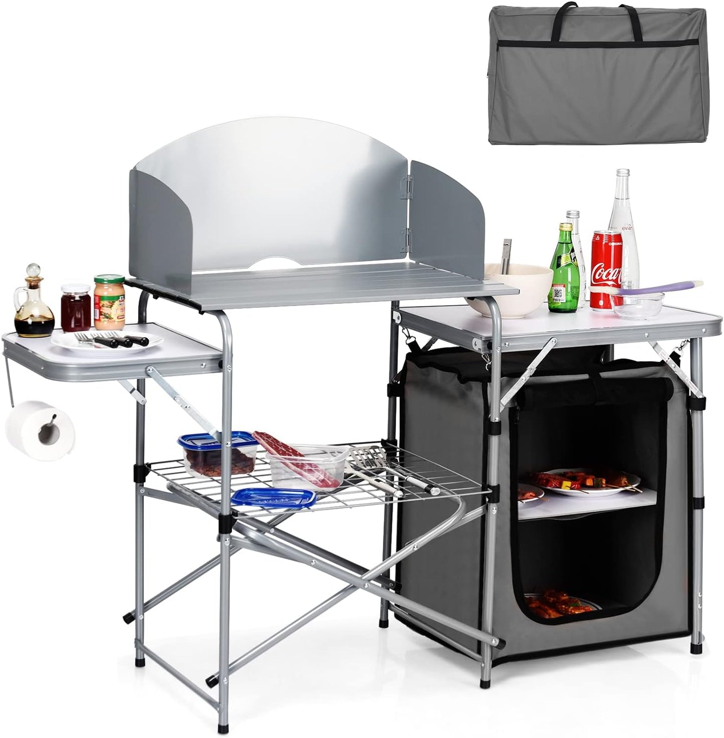 Mesa plegable parabrisas 26pulg aluminio gris