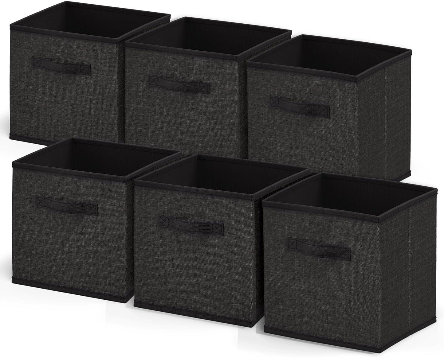 6 Cubos Tela Plegables 11" Negro para Dormitorio