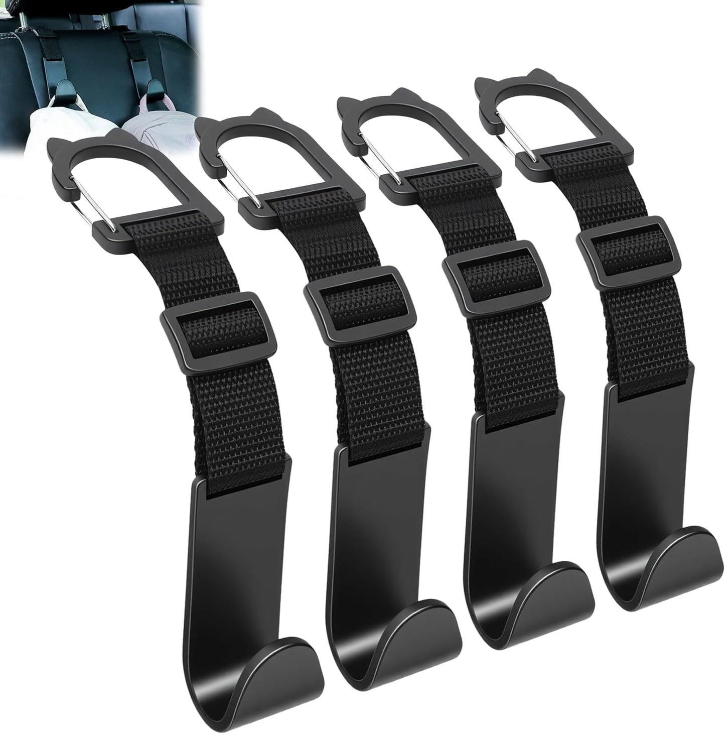 Ganchos reposacabezas auto 4uds ajustables color negro