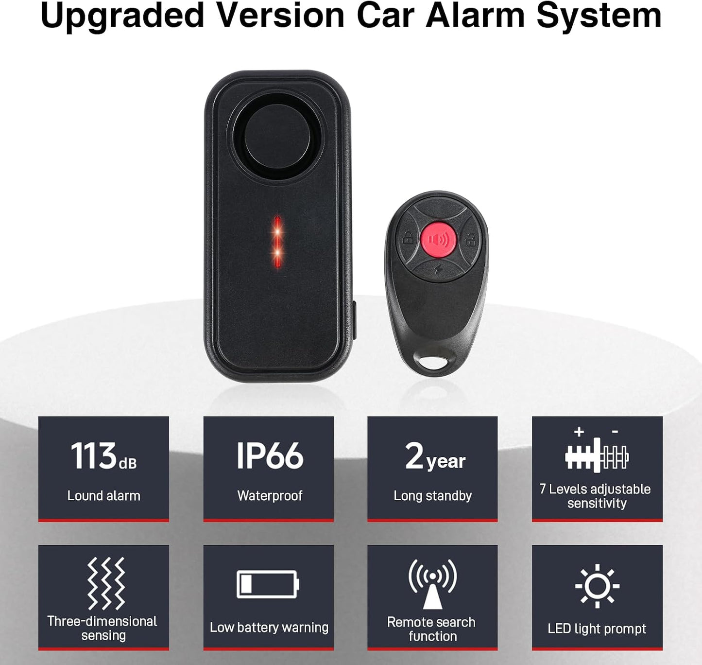 Sistema alarma automóvil 113dB antirrobo bicicleta IP66