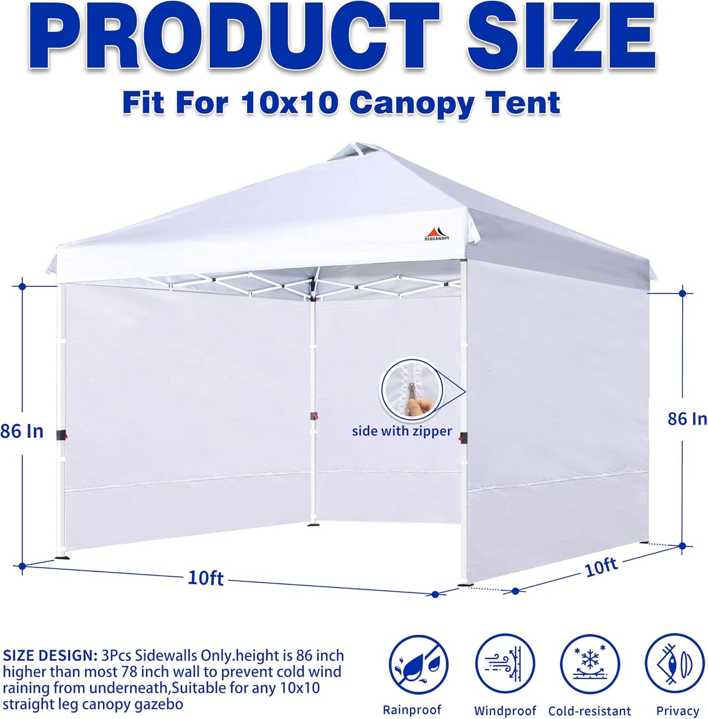Marco para toldo 10x10pulg pack 3 color blanco