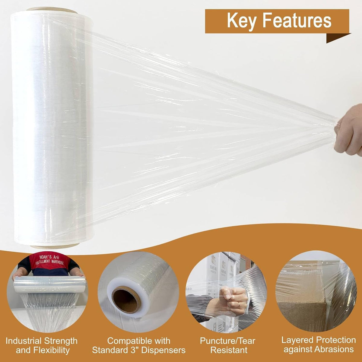 Envoltura palets 18pulg x1500ft pelicula elastica transparente