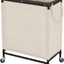 Cesta lavandería 2 secciones carrito rodante beige 100L