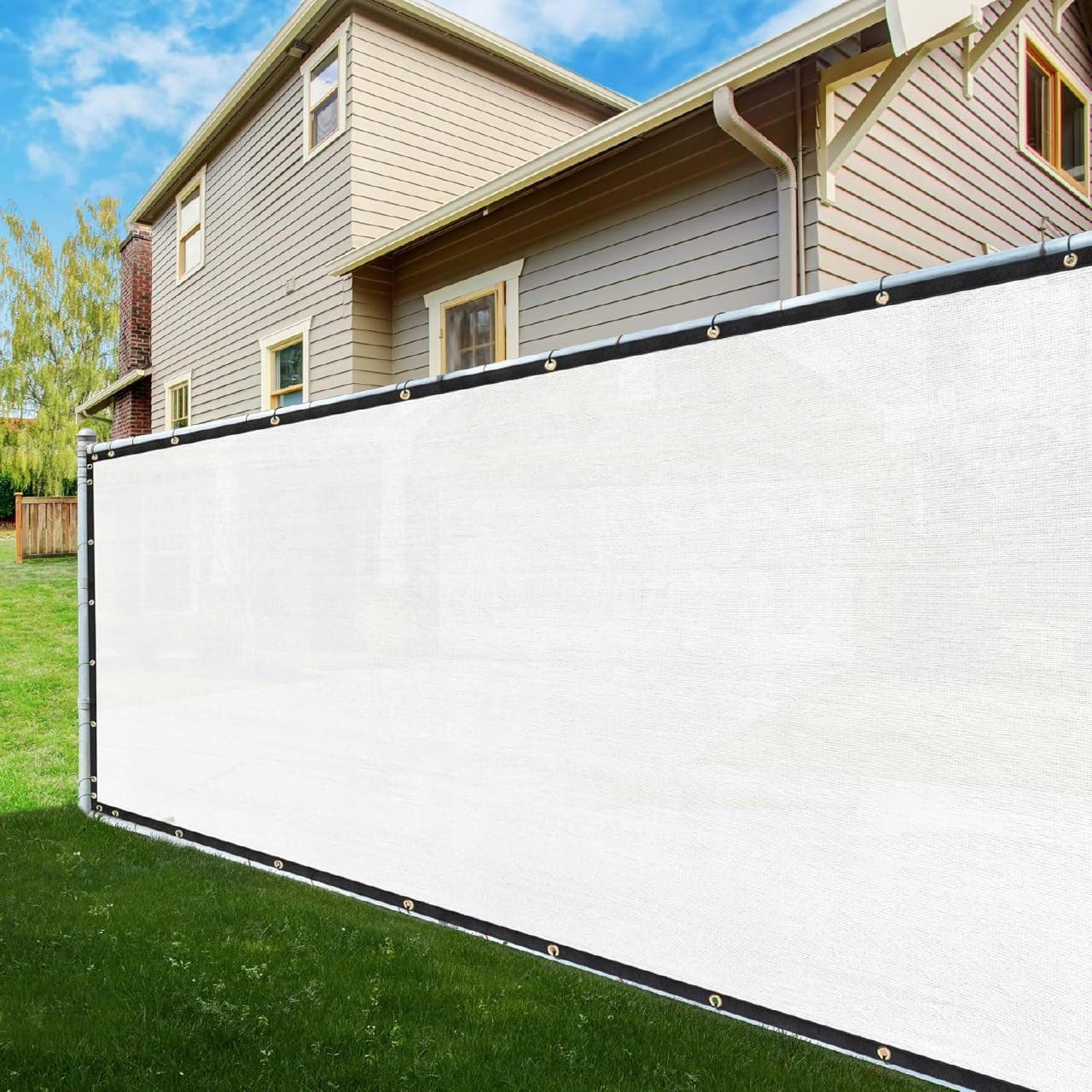 Rejilla privacidad valla 5x10ft blanco con cremallera