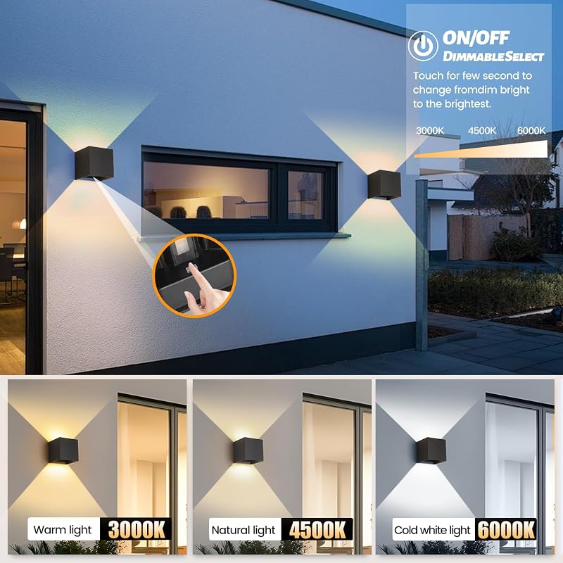 Aplique pared cuadrado negro 15W 3 temperaturas