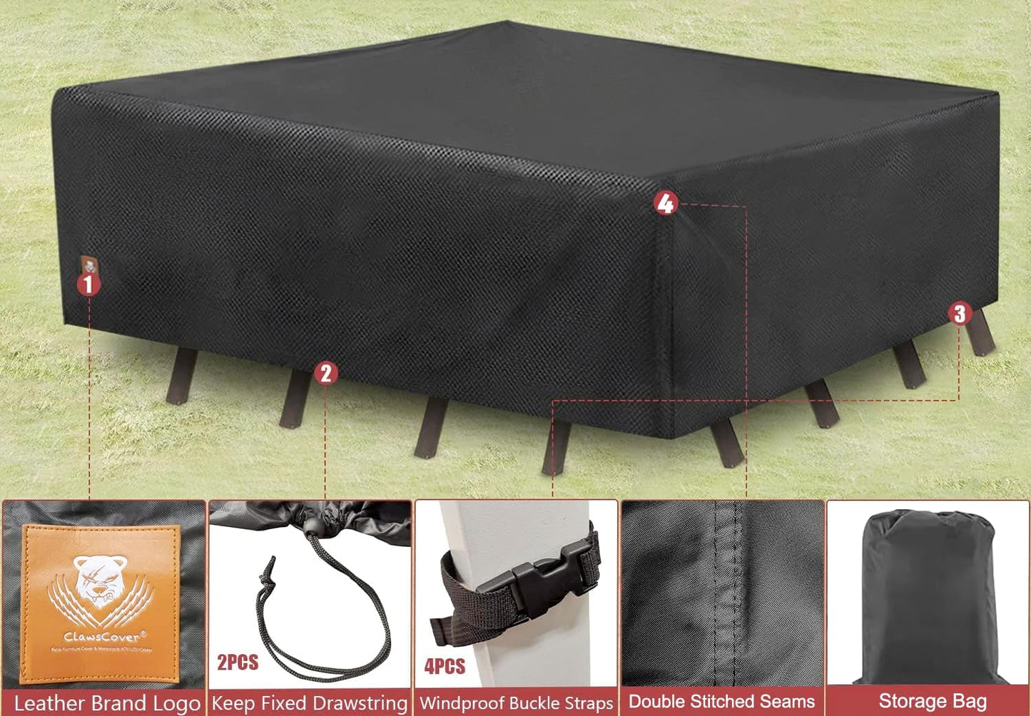 Set 5-6 pzas fundas impermeables sofá mimbre 4 plazas exterior
