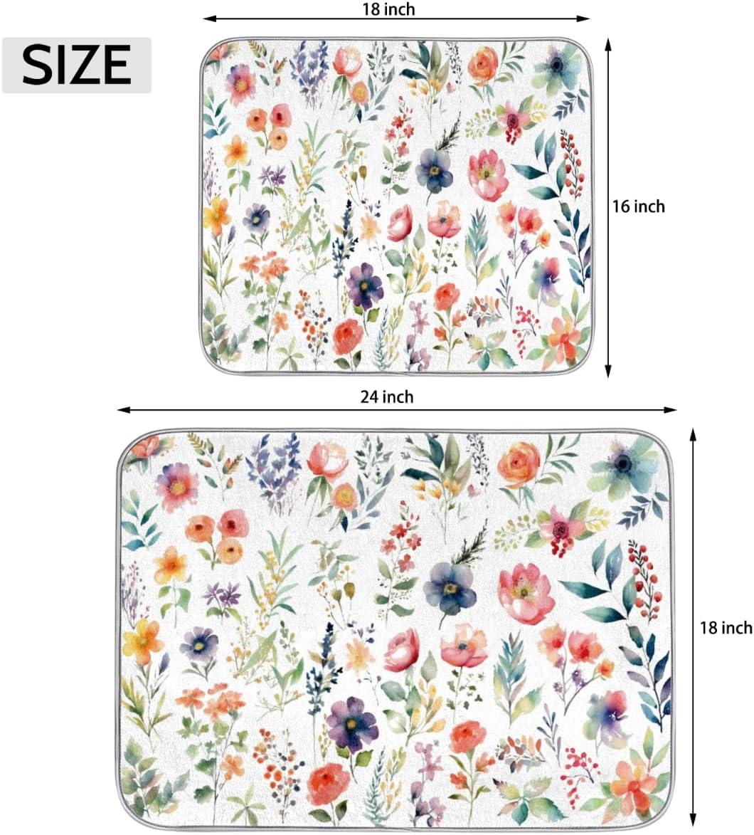 Tapete microfibra escurridor platos diseño floral