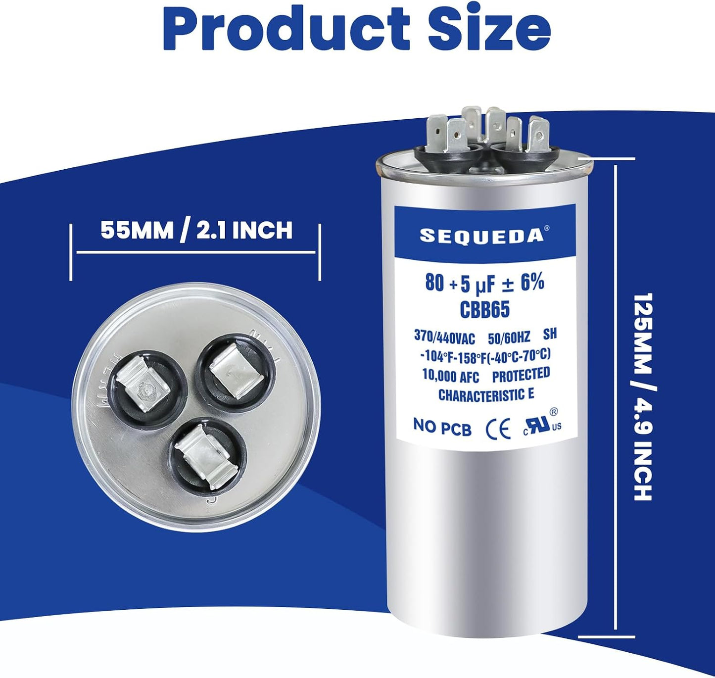 Condensador arranque motor 805uf 370v/440v CBB65