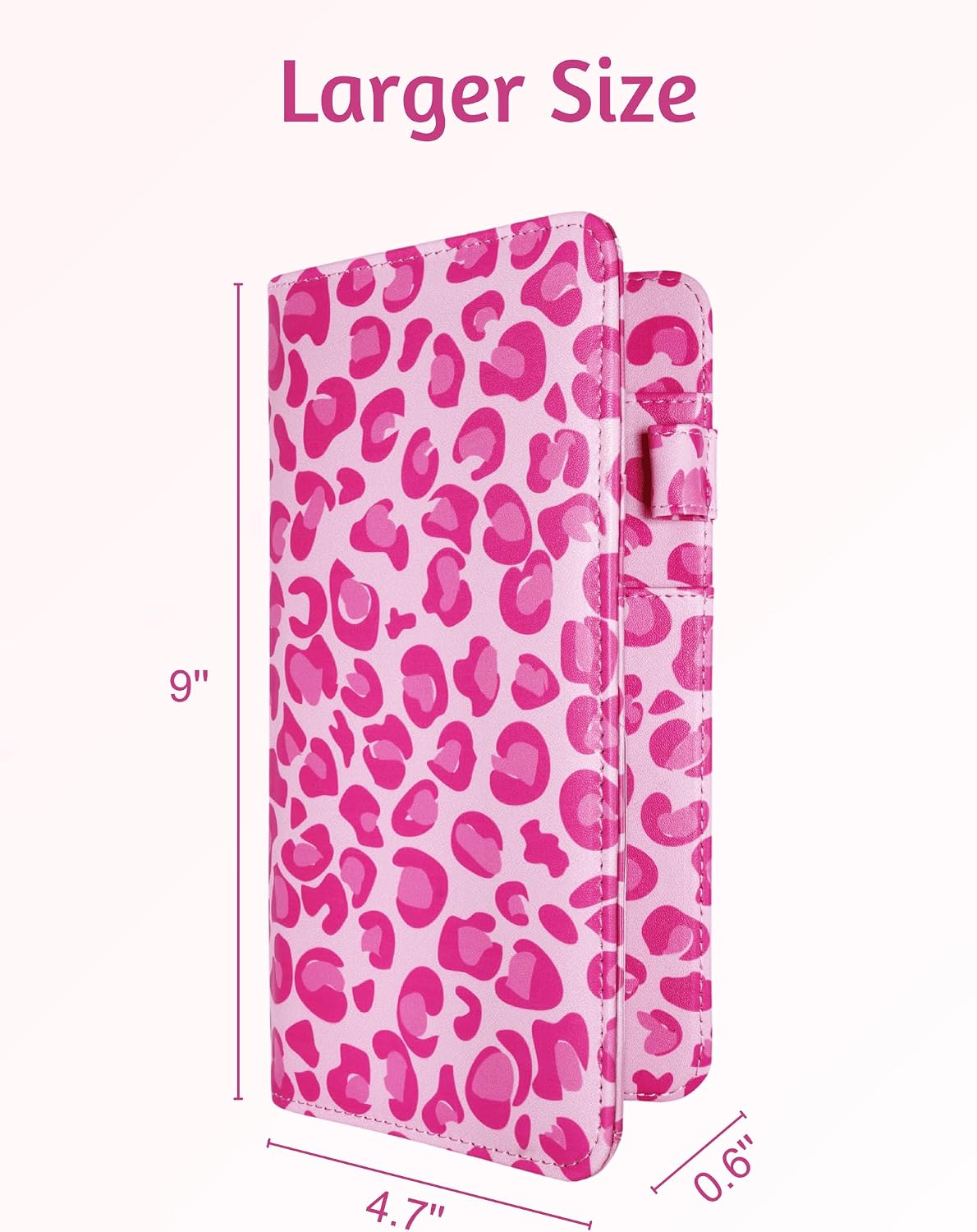 Porta-libreta magnética con bolsillo 13x23cm rosa leopardo